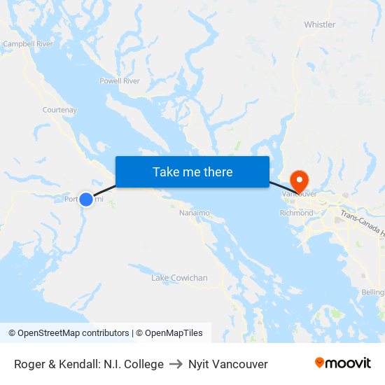 Roger & Kendall: N.I. College to Nyit Vancouver map