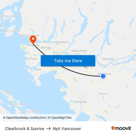 Clearbrook & Sunrise to Nyit Vancouver map