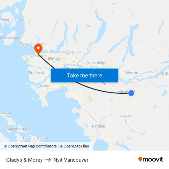 Gladys & Morey to Nyit Vancouver map