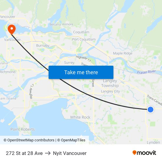 272 St at 28 Ave to Nyit Vancouver map