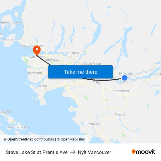 Stave Lk & Prentis to Nyit Vancouver map