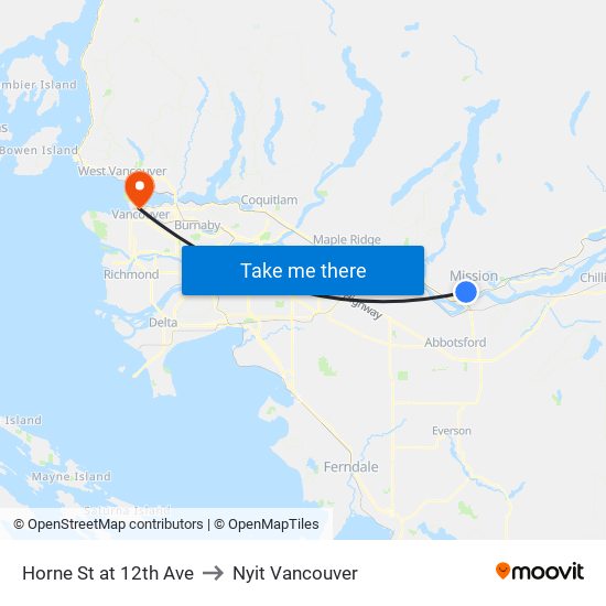 Horne & 12 Av to Nyit Vancouver map