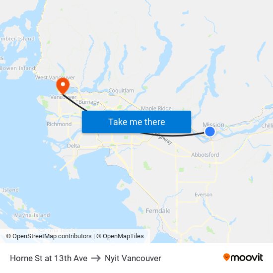 Horne & 13 Av to Nyit Vancouver map