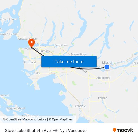 Stave Lk & 9 Av to Nyit Vancouver map