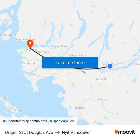 Draper & Douglas to Nyit Vancouver map
