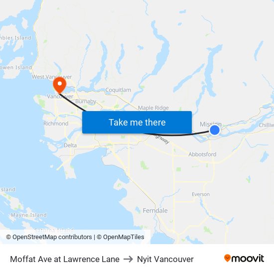 Moffat & Lawrence to Nyit Vancouver map