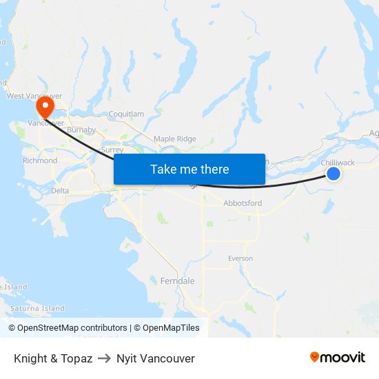 Knight & Topaz to Nyit Vancouver map
