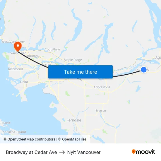 Broadway at Cedar Ave to Nyit Vancouver map