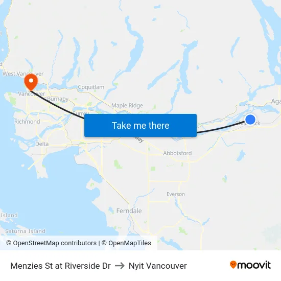Menzies St at Riverside Dr to Nyit Vancouver map