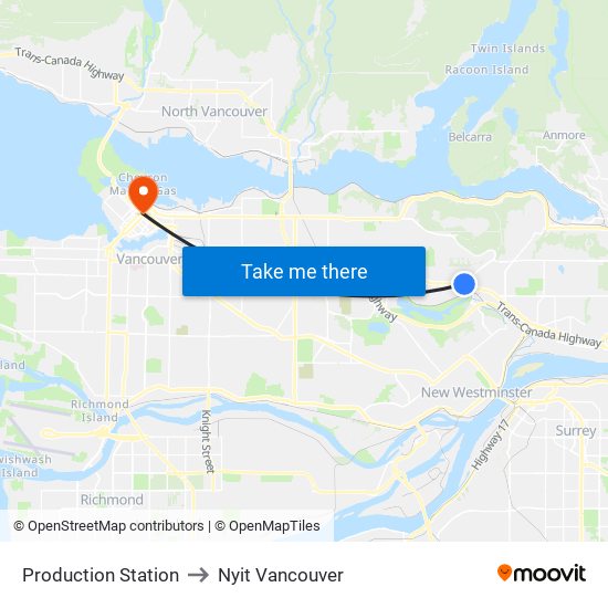 Production Station to Nyit Vancouver map