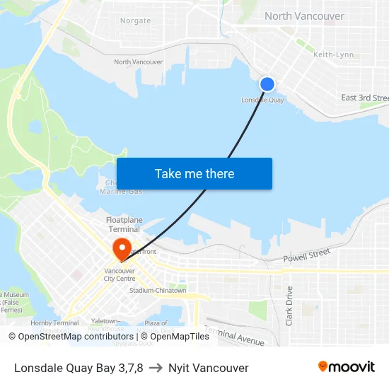 Lonsdale Quay Bay 3,7,8 to Nyit Vancouver map