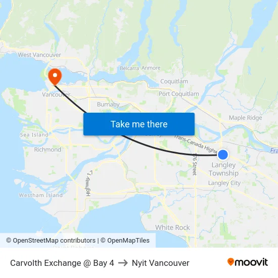 Carvolth Exchange @ Bay 4 to Nyit Vancouver map
