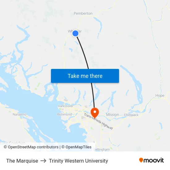 The Marquise to Trinity Western University map