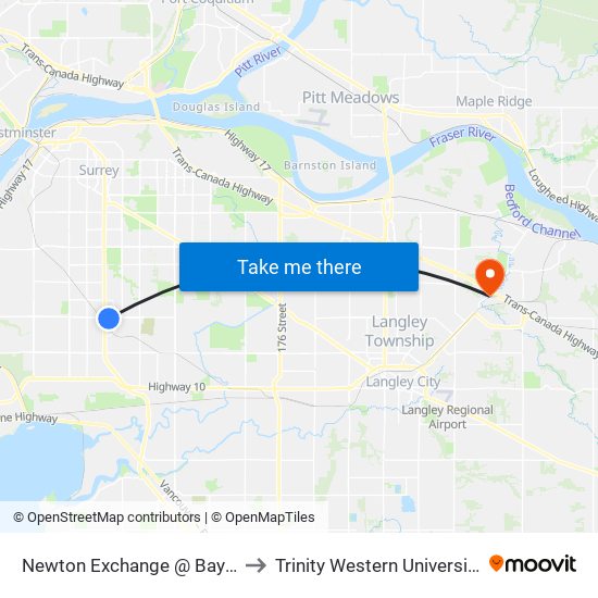 Newton Exchange @ Bay 9 to Trinity Western University map