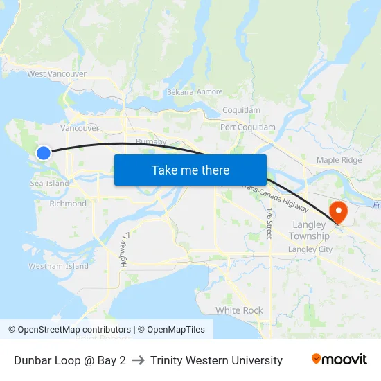 Dunbar Loop @ Bay 2 to Trinity Western University map