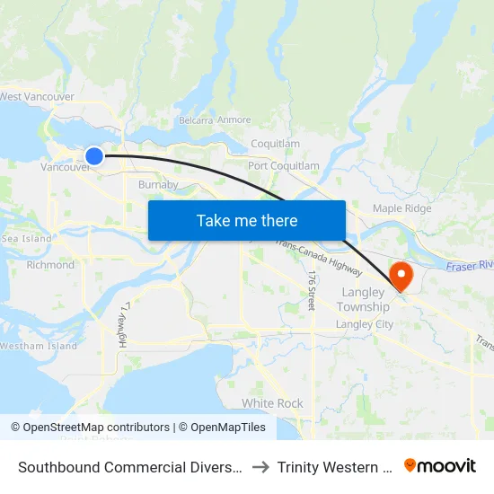 Southbound Commercial Diversion @ Adanac St to Trinity Western University map
