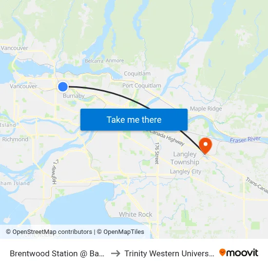 Brentwood Station @ Bay 7 to Trinity Western University map