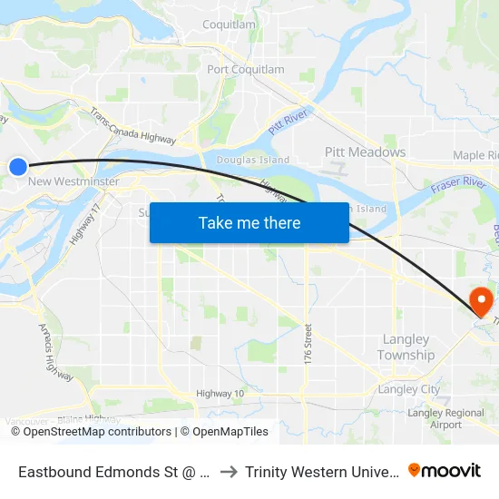 Eastbound Edmonds St @ 16 St to Trinity Western University map