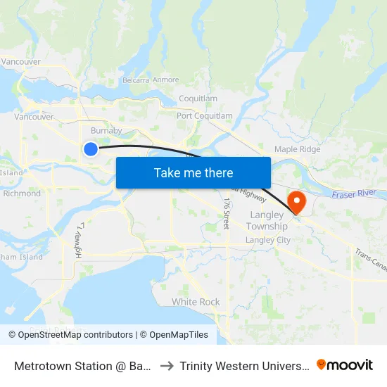 Metrotown Station @ Bay 4 to Trinity Western University map