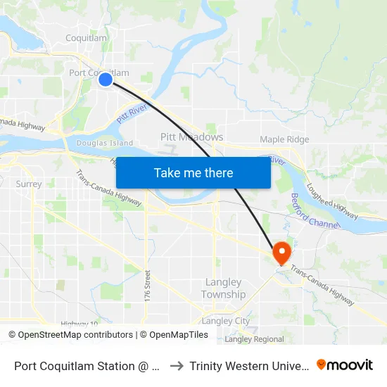Port Coquitlam Station @ Bay 4 to Trinity Western University map