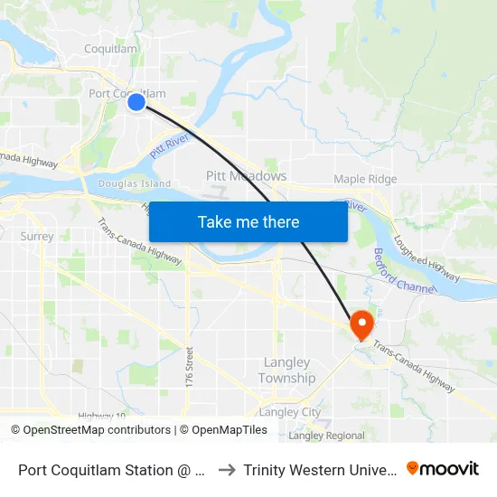 Port Coquitlam Station @ Bay 3 to Trinity Western University map