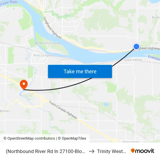 (Northbound River Rd In 27100-Block Area) @ 27100 Block (Flag) to Trinity Western University map