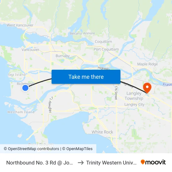 Northbound No. 3 Rd @ Jones Rd to Trinity Western University map