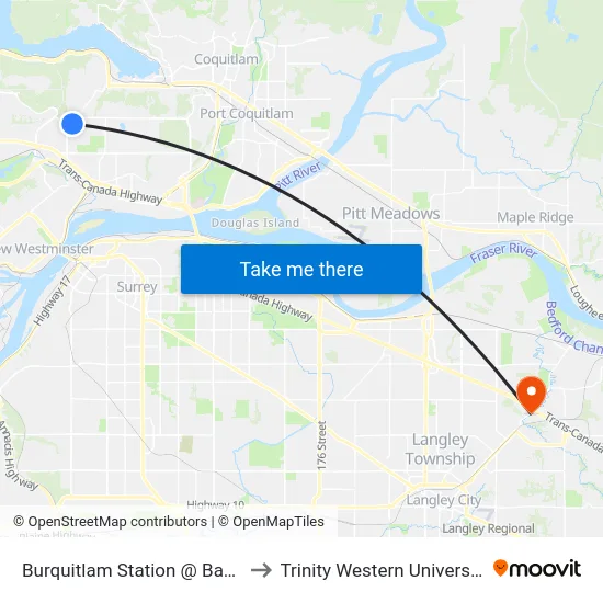 Burquitlam Station @ Bay 2 to Trinity Western University map