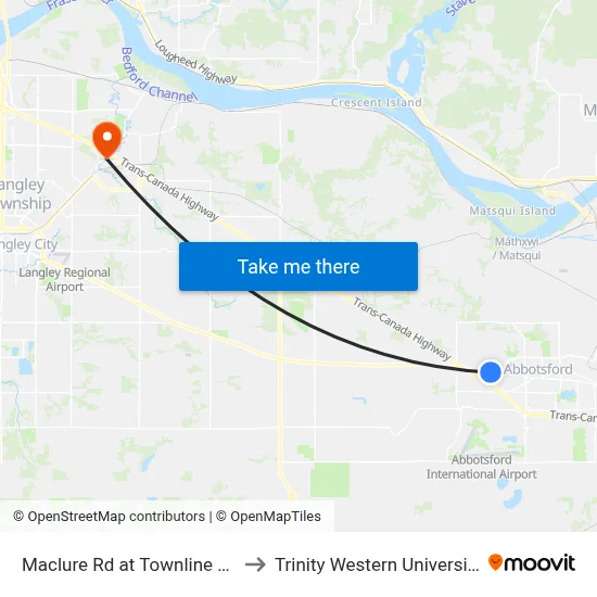 Maclure Rd at Townline Rd to Trinity Western University map