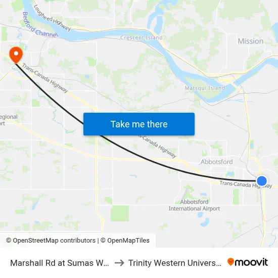 Marshall Rd at Sumas Way to Trinity Western University map
