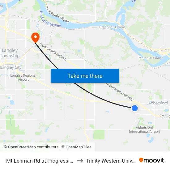 Mt Lehman Rd at Progressive Way to Trinity Western University map