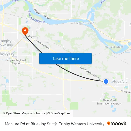 Maclure Rd at Blue Jay St to Trinity Western University map