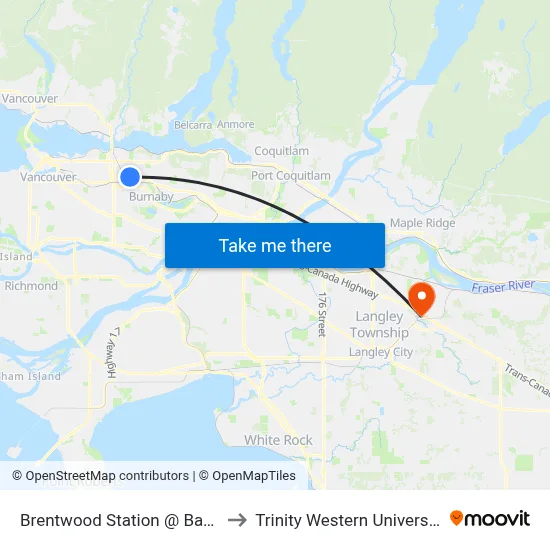 Brentwood Station @ Bay 2 to Trinity Western University map