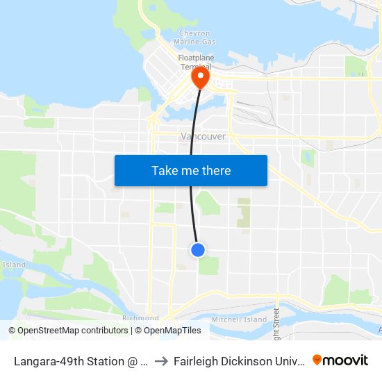 Langara-49th Station @ Bay 4 to Fairleigh Dickinson University map