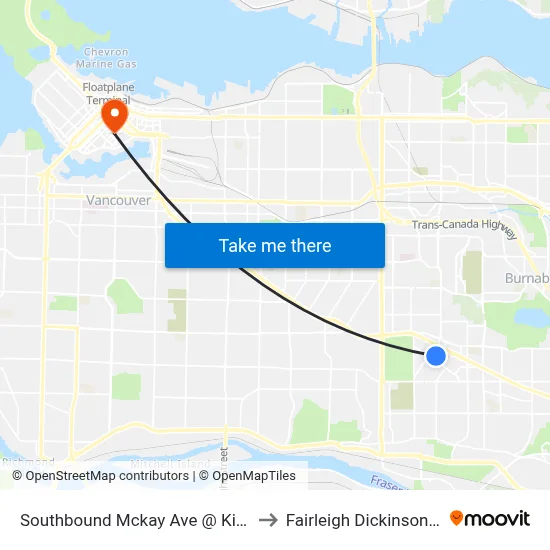 Southbound Mckay Ave @ Kingsborough St to Fairleigh Dickinson University map