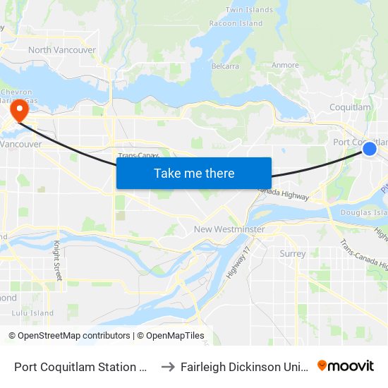 Port Coquitlam Station @ Bay 5 to Fairleigh Dickinson University map