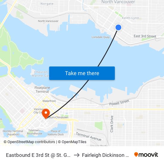 Eastbound E 3rd St @ St. Georges Ave to Fairleigh Dickinson University map