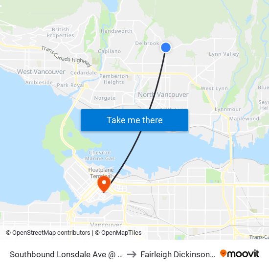 Southbound Lonsdale Ave @ W Balmoral Rd to Fairleigh Dickinson University map