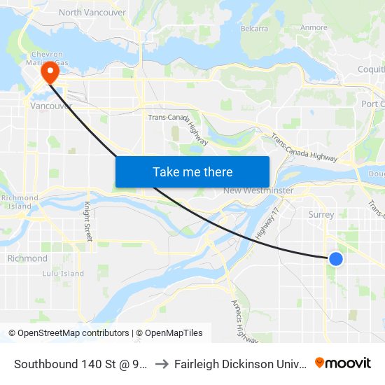 Southbound 140 St @ 90 Ave to Fairleigh Dickinson University map