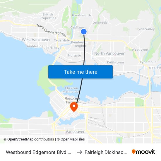 Westbound Edgemont Blvd @ Ridgewood Dr to Fairleigh Dickinson University map