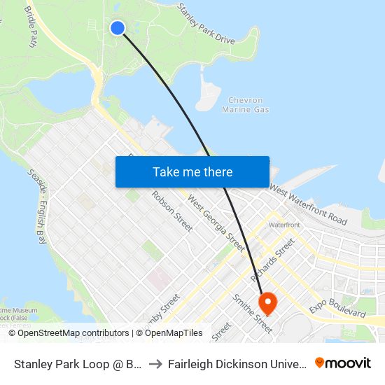 Stanley Park Loop @ Bay 2 to Fairleigh Dickinson University map