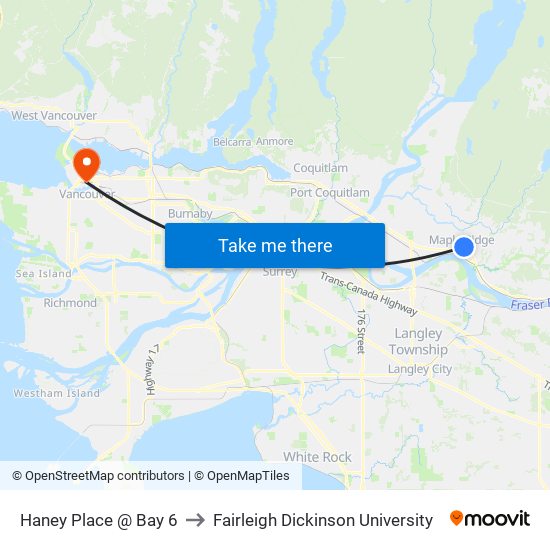 Haney Place @ Bay 6 to Fairleigh Dickinson University map