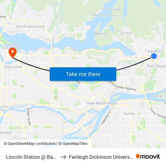 Lincoln Station @ Bay 2 to Fairleigh Dickinson University map