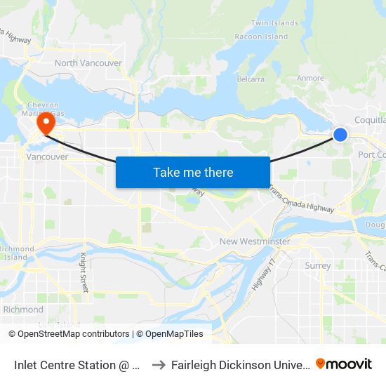 Inlet Centre Station @ Bay 2 to Fairleigh Dickinson University map