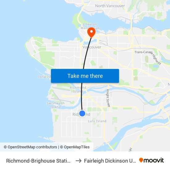 Richmond-Brighouse Station @ Bay 2 to Fairleigh Dickinson University map