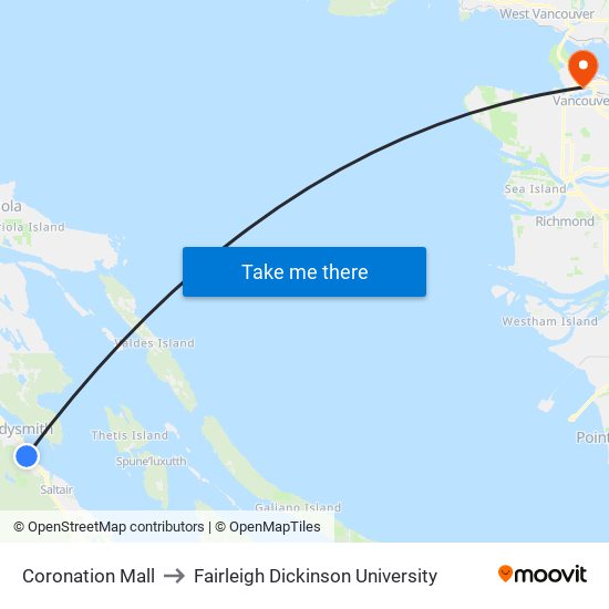 Coronation Mall to Fairleigh Dickinson University map