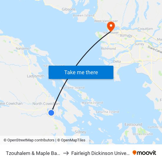 Tzouhalem & Maple Bay Rd to Fairleigh Dickinson University map