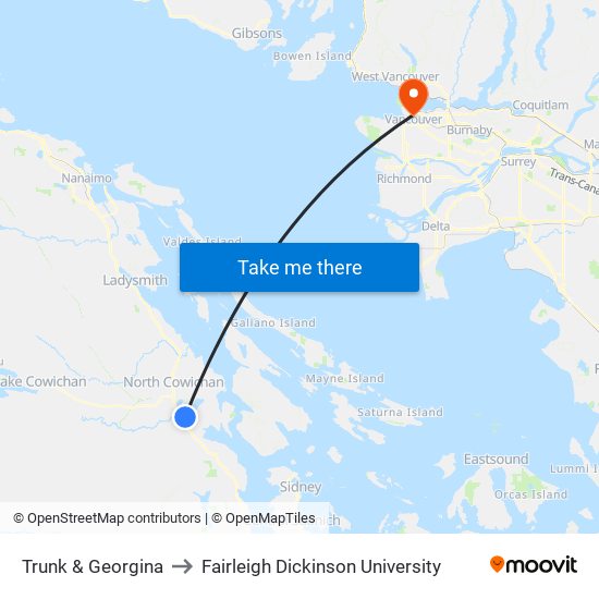 Trunk & Georgina to Fairleigh Dickinson University map