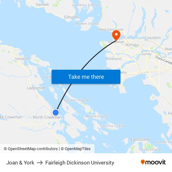 Joan & York to Fairleigh Dickinson University map