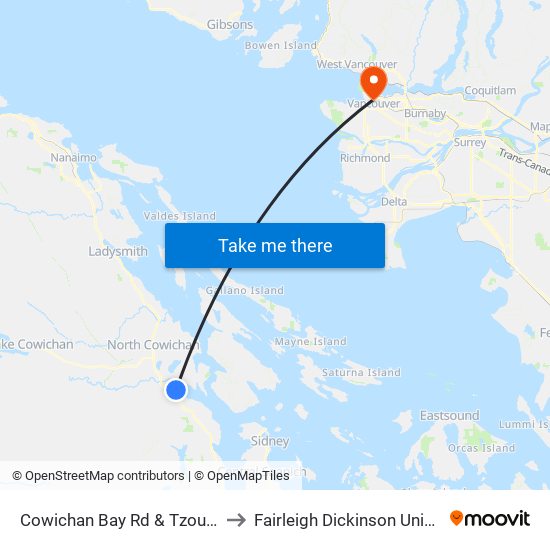 Cowichan Bay Rd & Tzouhalem to Fairleigh Dickinson University map